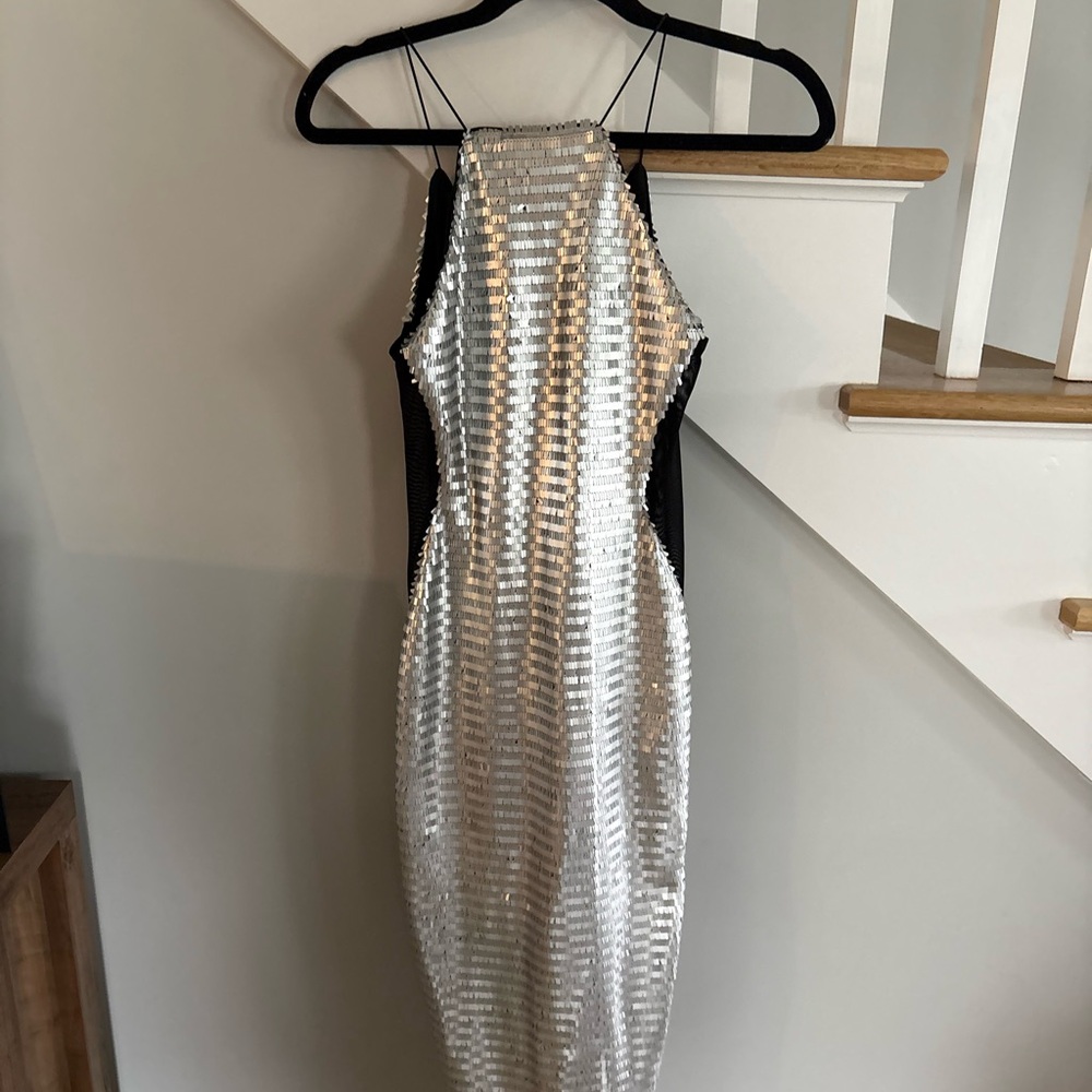 Silver and Black Sequin Dress